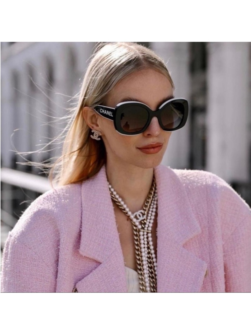 Chanel Black Oversized Logo Sunglasses - CHANEL